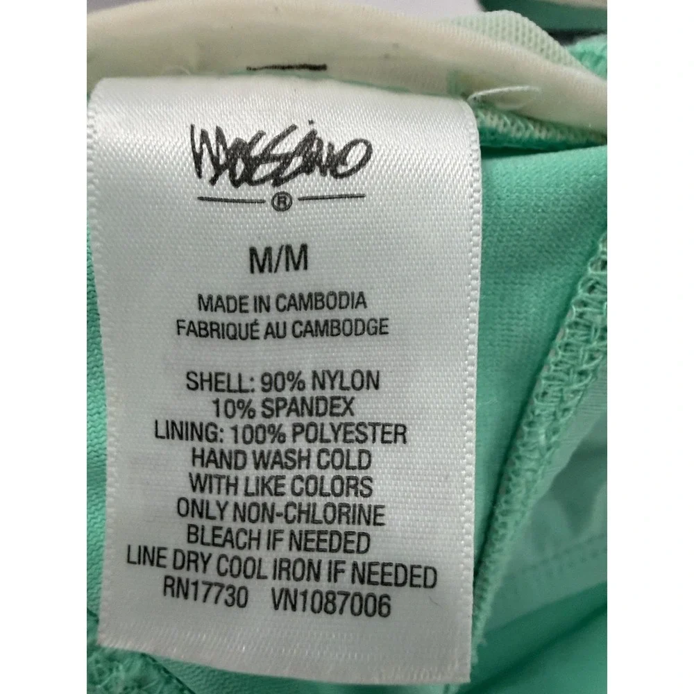 Mossimo Bikini Set Womens Medium Green Bandeau Strapless Twist Front Padded